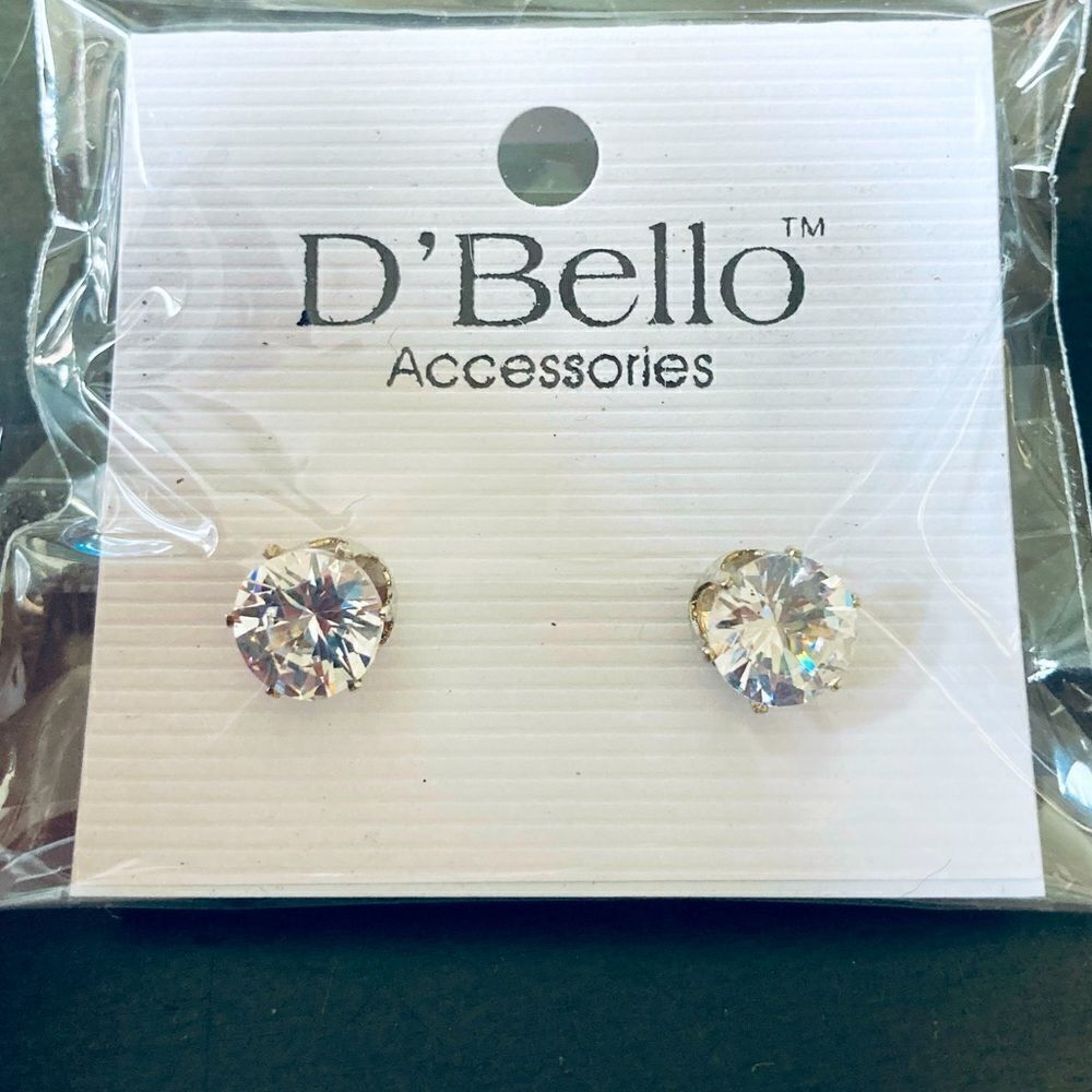NWT Silver Large Crystal Stud Earrings